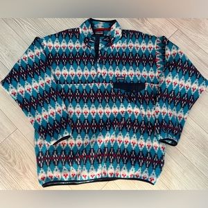Patagonia forest carpet blue synchilla snap-T fleece pullover Aztec men’s XL